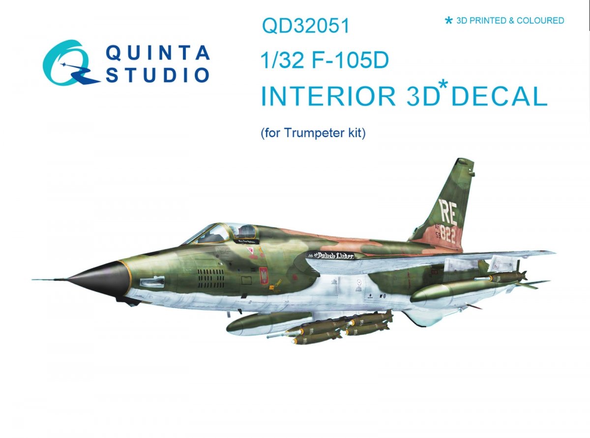 Quinta Studio QD32051 F-105D 3D-Printed &amp;amp; coloured Interior on decal paper (for Trumpeter kit) 1/32