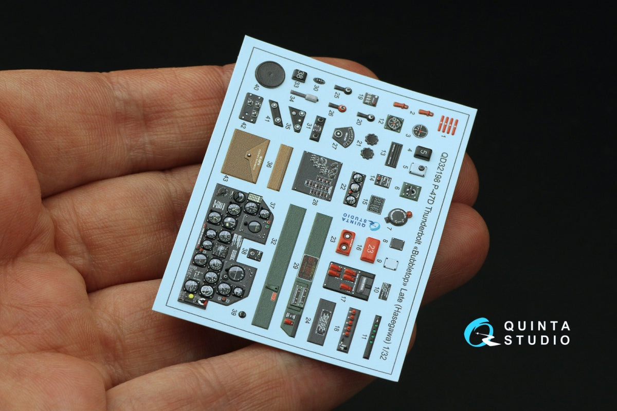 Quinta Studio QD32198 P-47D Thunderbolt Bubbletop Late 3D-Printed coloured Interior on decal paper (Hasegawa) 1/32 – Bild 4