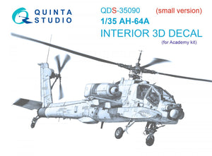 Quinta Studio QDS-35090 AH-64A 3D-Printed &amp;amp; coloured Interior on decal paper (Academy) (Small version) 1/35