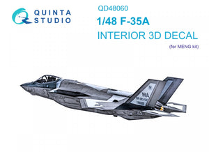 Quinta Studio QD48060 F-35A 3D-Printed &amp;amp; coloured Interior on decal paper (Meng) 1/48