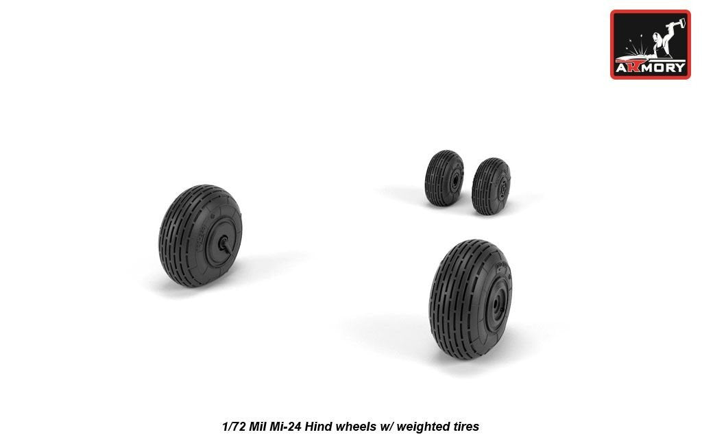 Armory Models AW72052 Mil Mi-24 Hind wheels w/ weighted tires 1/72 – imagen 4