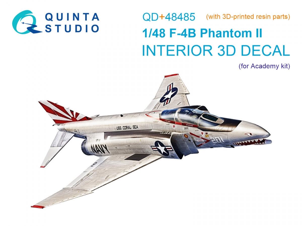Intérieur imprimé en 3D et coloré sur papier décalcomanie (Academy) du F-4B Phantom II de Quinta Studio QD+48485 (avec pièces en résine imprimées en 3D) à l&amp;#39;échelle 1/48