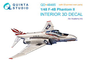 Intérieur imprimé en 3D et coloré sur papier décalcomanie (Academy) du F-4B Phantom II de Quinta Studio QD+48485 (avec pièces en résine imprimées en 3D) à l&amp;#39;échelle 1/48