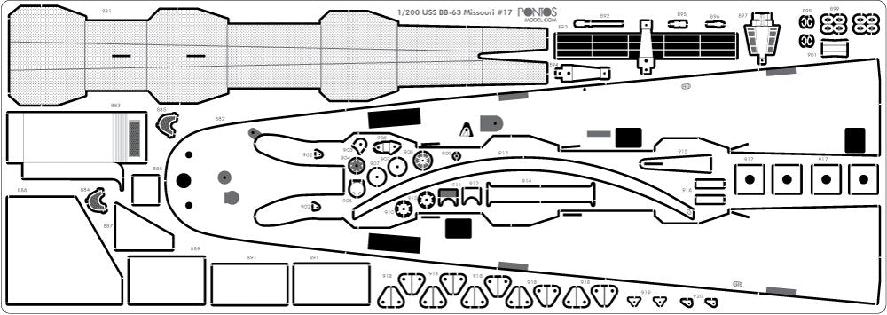 Pontos 20003WD1 USS BB-63 Missouri 1945 Wooden Deck set (20B Deck Blue) 1/200 – zdjęcie 4