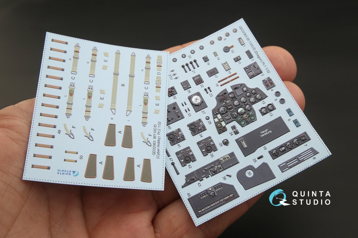 Quinta Studio QD32063 Bf 110C/D 3D-Printed &amp;amp; coloured Interior on decal paper (for Dragon kit) 1/32 – Bild 2