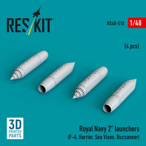 RESKIT RS48-0510 Royal Navy 2&amp;quot; launchers (4 pcs) (3D Printed) 1/48