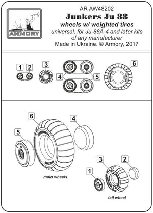 Armory Models AW48202 Junkers Ju 88 late wheels w/ weighted tires 1/48 – immagine 6
