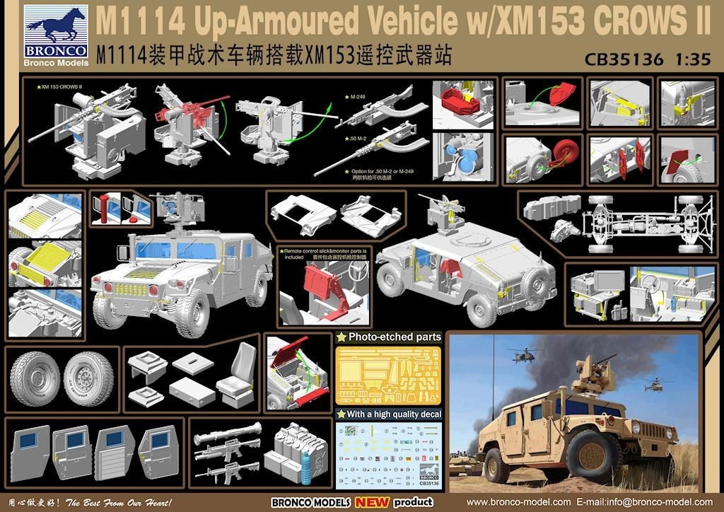 Bronco CB35136 M1114 Up-Armoured Vehicle w/XM153 CROWS II 1/35 – Bild 2