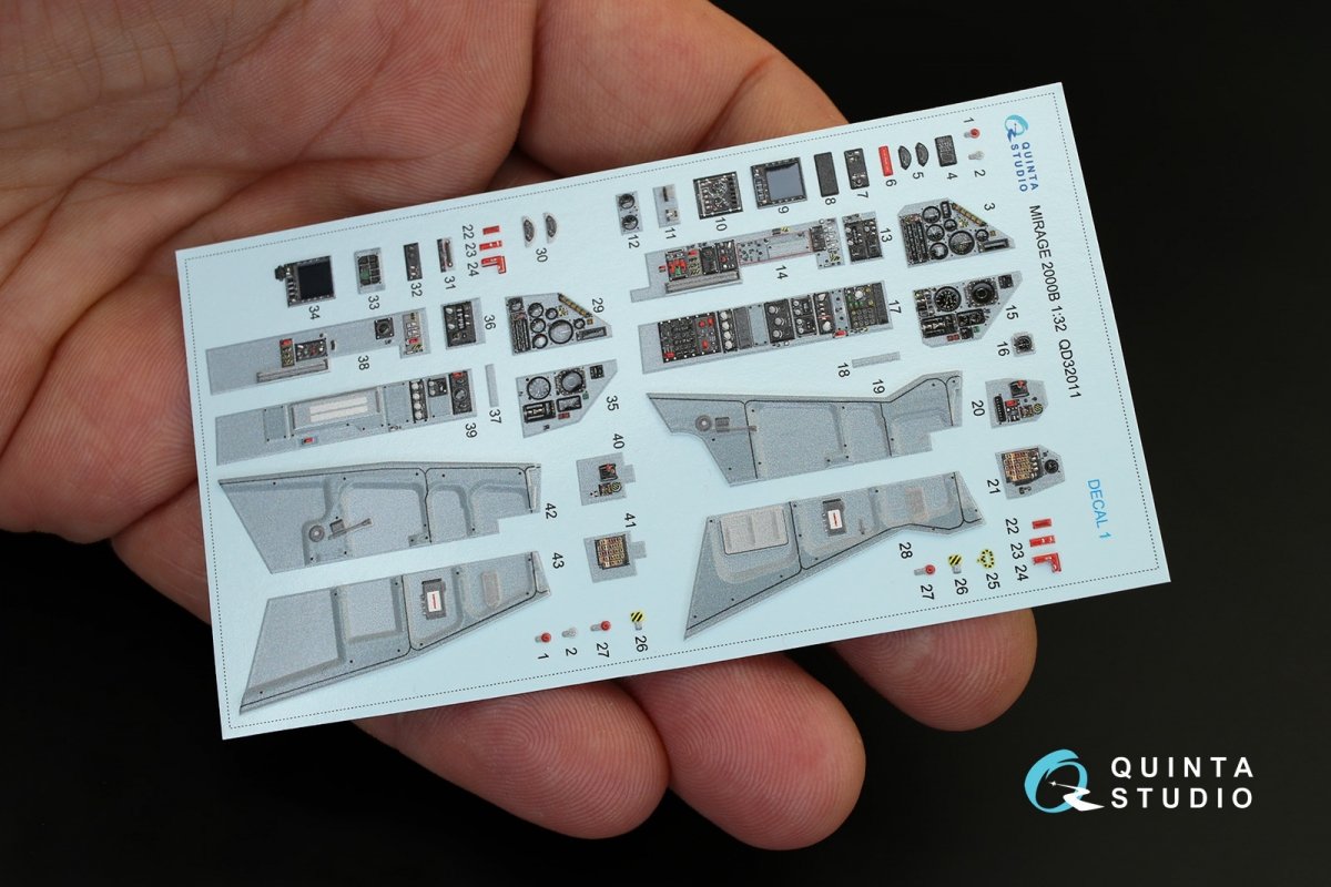 Quinta Studio QD32011 Mirage 2000B 3D-Printed &amp;amp; coloured Interior on decal paper (for Kitty Hawk kit) 1/32 – imagen 3