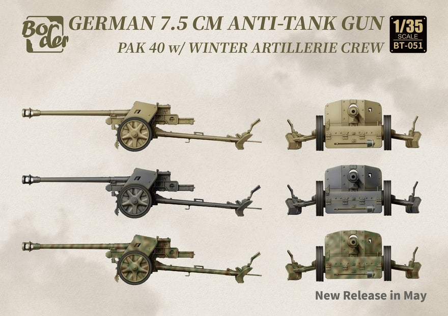 Border Model BT-051 German 7.5cm Anti-Tank Gun PaK 40 w/Winter Artillery Crew. 1/35 – image 2