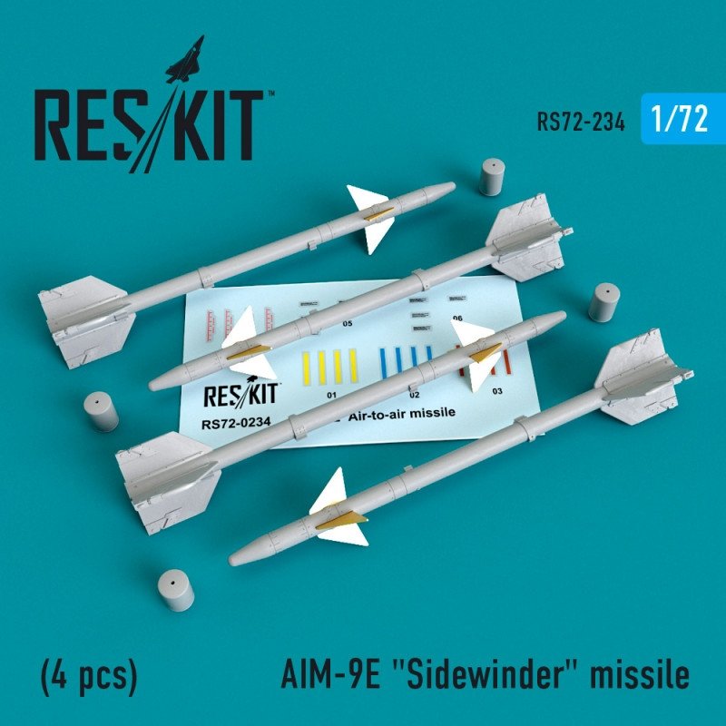 RESKIT RS72-0234 AIM-9E &amp;quot;Sidewinder&amp;quot; missile (4 PCS) 1/72