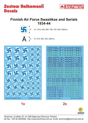 Techmod 32022 - Finnish Air Force Swastikas and Serials 1934-44 1/32 – zdjęcie 2