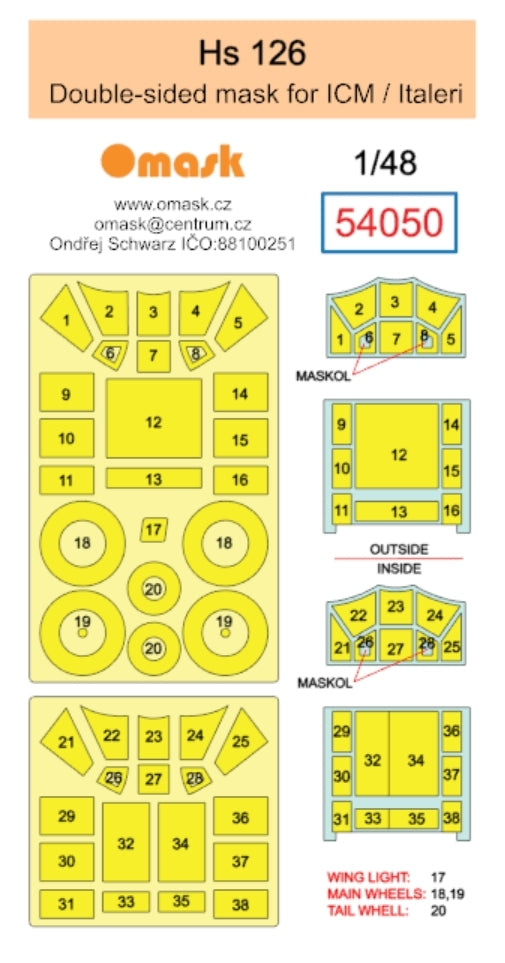 Omask 54050 Hs 126 double-sided mask (for ICM / Italeri) 1/48 – Bild 2