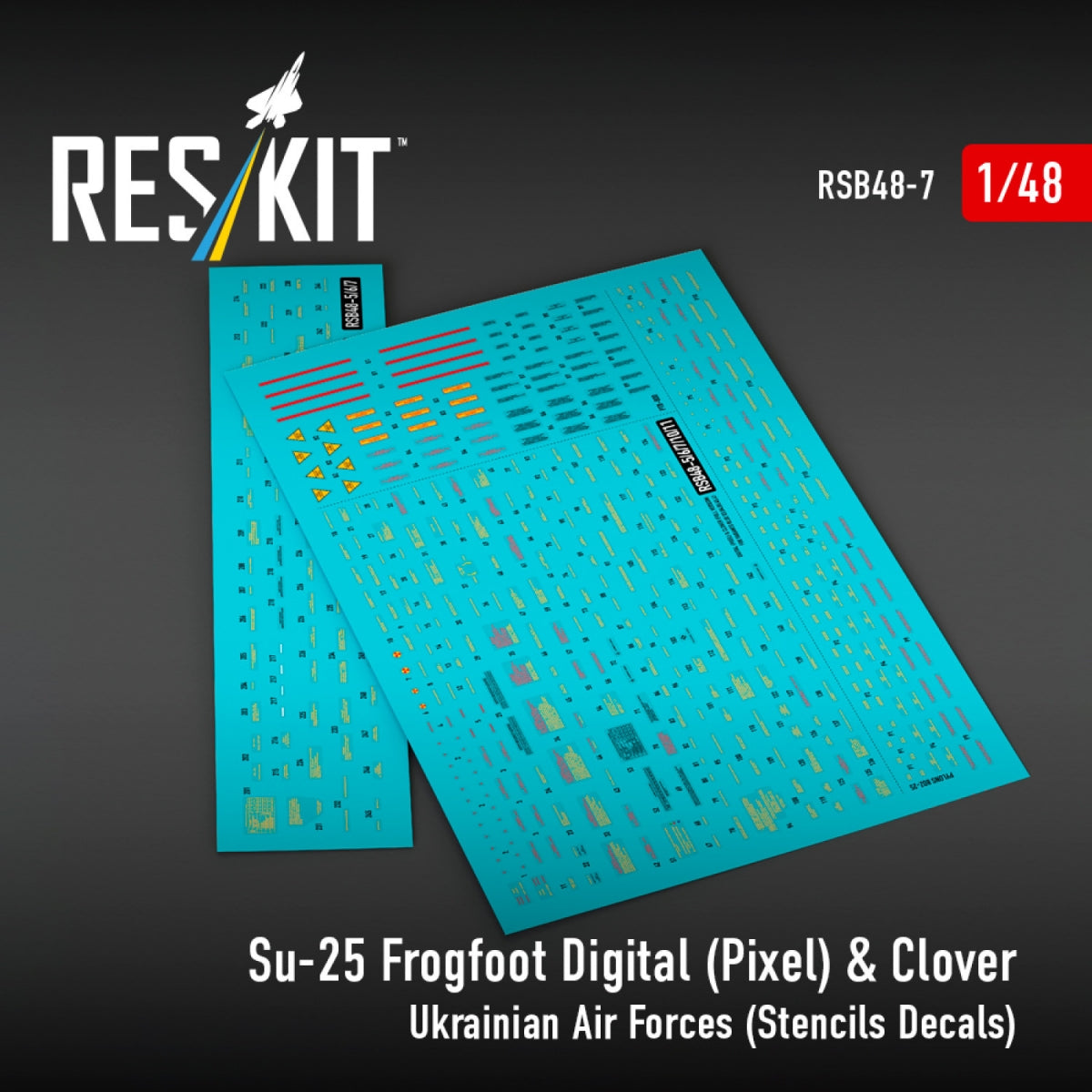 RESKIT RSB48-0007 Su-25 Frogfoot Digital (Pixel) & Clover Ukrainian Air Forces (Stencils Decals)1/48