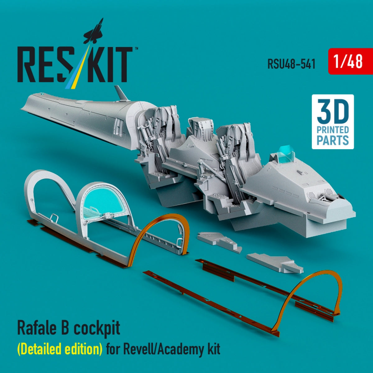 RESKIT RSU48-0541 Rafale B cockpit cockpit (Detailed edition) for Revell/Academy kit (3D Printed) 1/48