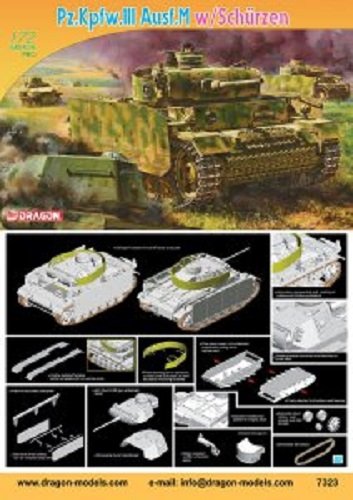 Dragon 7323 Pz.Kpfw.III Ausf.M w/Schurzen 1/72 – immagine 3