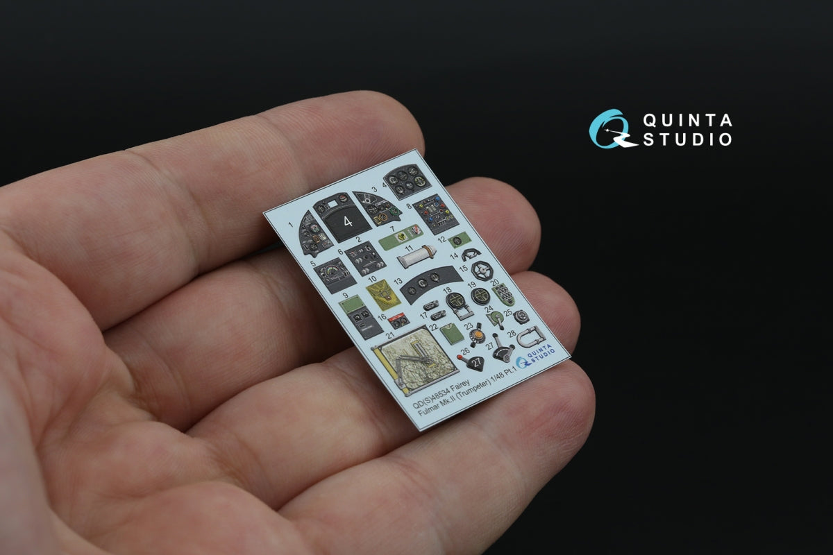 Quinta Studio QDS-48534 Fairey Fulmar Mk.II 3D-Printed &amp;amp; coloured Interior on decal paper (Trumpeter) (small version) 1/48 – immagine 3
