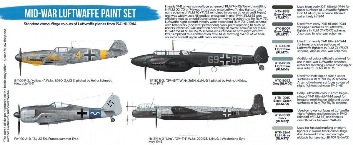 Hataka HTK-BS110 Mid-War Luftwaffe Paint Set (8x17ml) – immagine 3