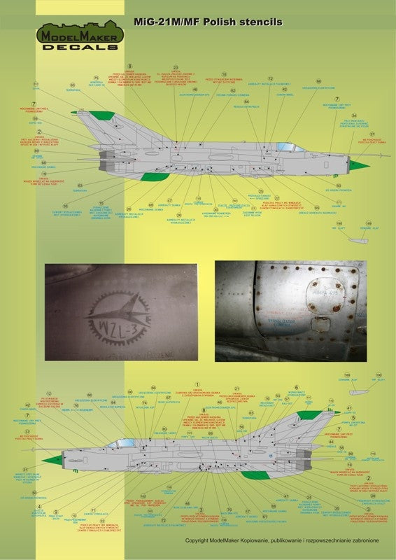 ModelMaker Decals D48020 MiG-21PFM/M/MF/bis/UM Polish stencils 1/48 – Bild 2