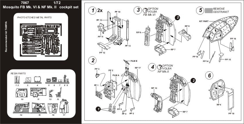 Aires 7067 MOSQUITO FB Mk.VI / NF Mk.II cockpit set 1/72 TAMIYA – Bild 2