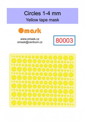Omask X8003 Circles set - yellow masking tape - 1-4mm 2-6mm 4-7mm 5-15mm 16-20mm