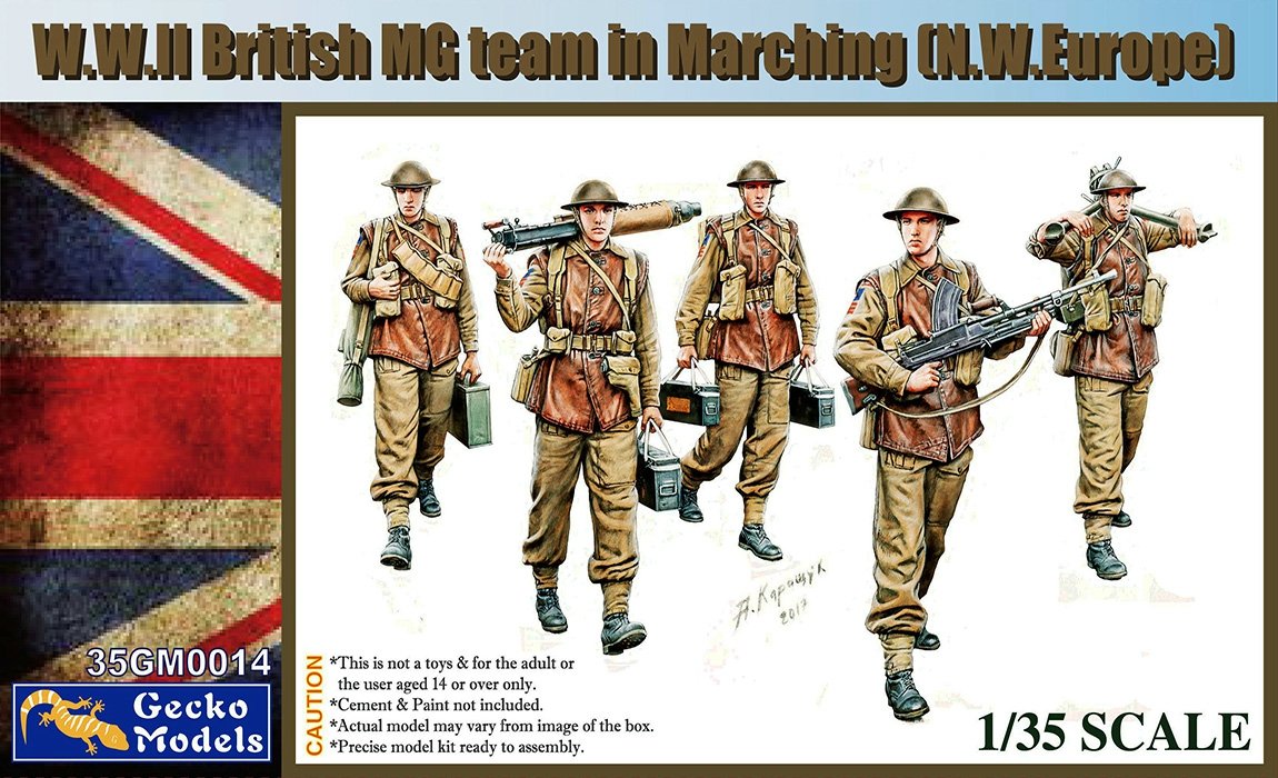 Gecko Models 35GM0014 Équipe de mitrailleuses britanniques de la Seconde Guerre mondiale en marche (Europe du Nord-Ouest) (1/35)