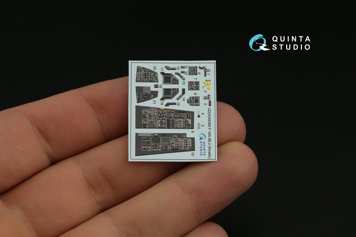 Intérieur imprimé en 3D et coloré sur papier décalcomanie Quinta Studio QDS-48388 F-16A MLU (Kinetic) (Petite version) 1/48 – image 5