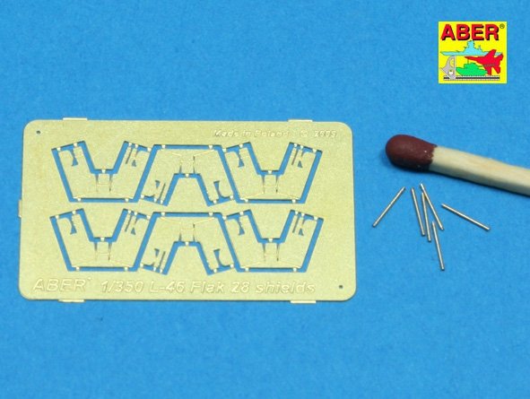Aber 350L-46 Set of 6 pcs 4cm Flak 28 barrels with shields for German Navy 1/350 – immagine 3
