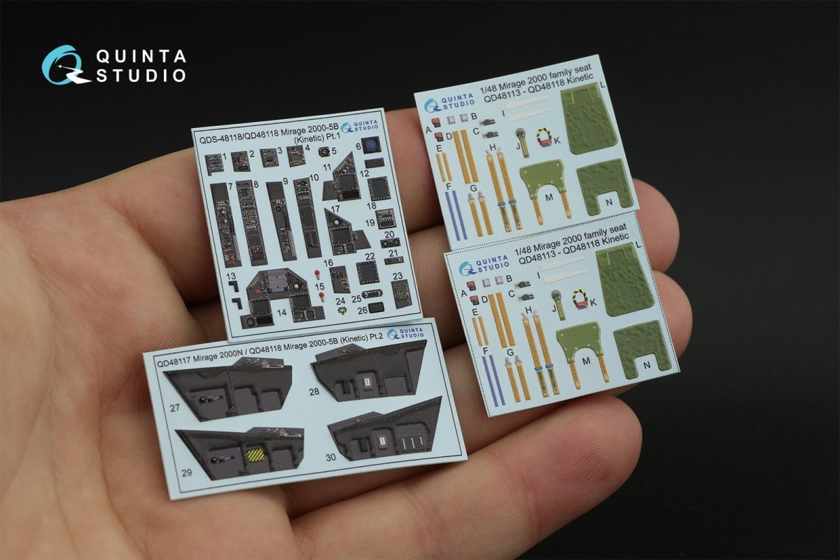 Quinta Studio QD48118 Mirage 2000-5B 3D-Printed &amp;amp; coloured Interior on decal paper (Kinetic) 1/48 – Bild 11