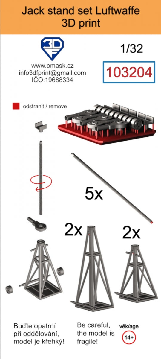 Omask 103204 Jack stand set Luftwaffe (3D print) 1/32 – immagine 2