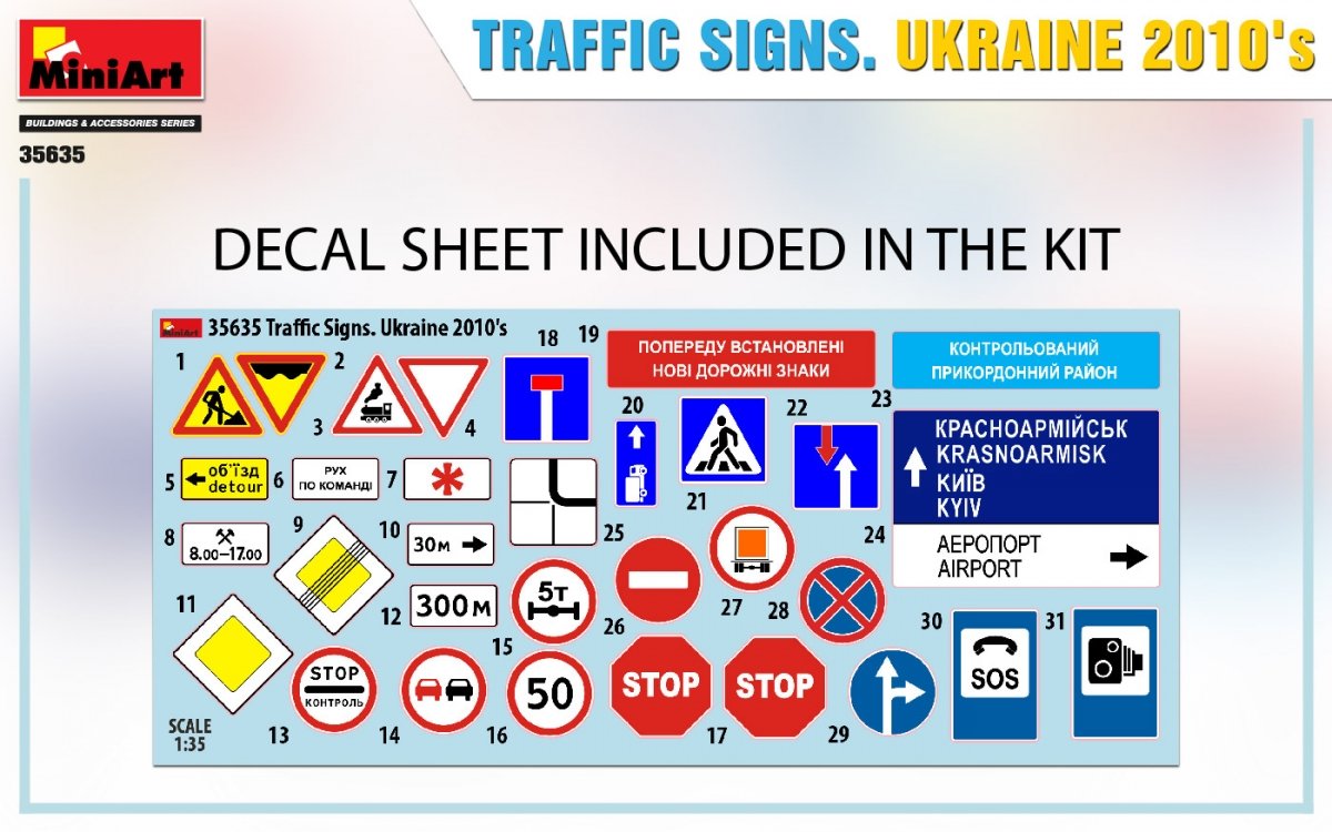 Miniart 35635 TRAFFIC SIGNS. UKRAINE 2010's 1/35
