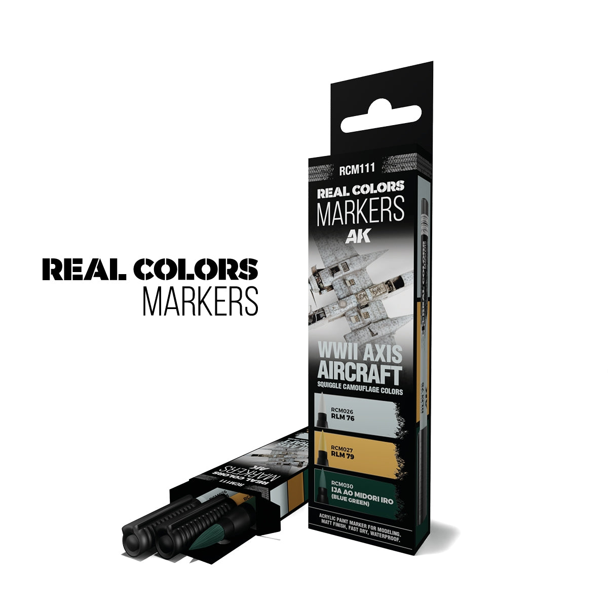AK Interactive RCM111 WWII AXIS AIRCRAFT SQUIGGLE CAMOUFLAGE COLORS – RC MARKERS SET RCM026 RCM027 RCM030 – image 2