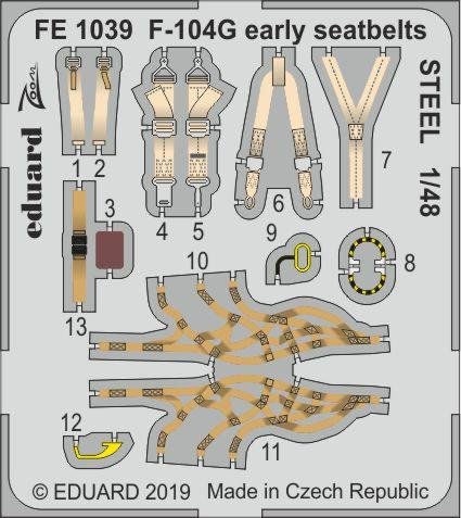 Eduard FE1039 F-104G ceintures de sécurité initiales MAQUETTE EN ACIER 1/48 KINETIC