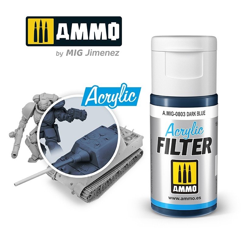 Filtre acrylique bleu foncé Ammo of Mig 0803 15 ml