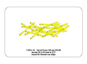 Aber 350L-14 Ensemble de 16 canons SFLAK de 105 mm SKC/33nt utilisés dans l&amp;#39;affût C/37 pour les navires de guerre allemands (1/350) – image 5