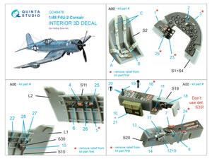 Quinta Studio QD48476 F4U-2 Corsair 3D-Printed coloured Interior on decal paper (Hobby Boss) 1/48 – immagine 2