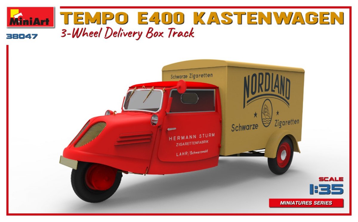 MiniArt 38047 TEMPO E400 KASTENWAGEN 3-WHEEL DELIVERY BOX TRACK 1/35 – Bild 4