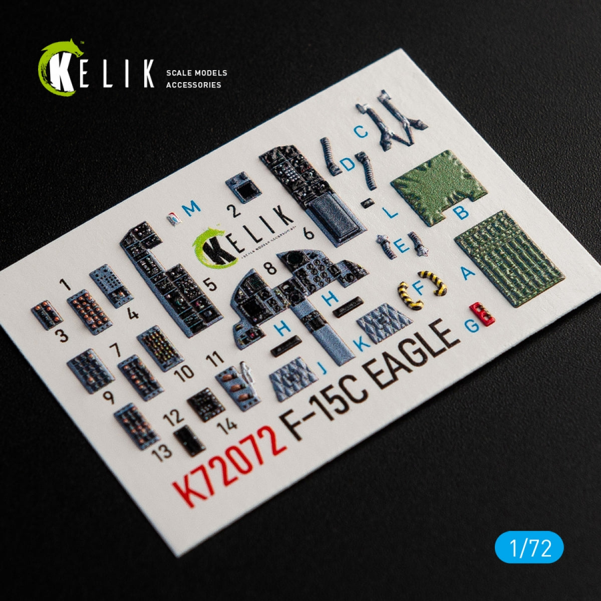 KELIK K72072 F-15C EAGLE DÉCALCOMANIES 3D INTÉRIEURES POUR MAQUETTE HASEGAWA 1/72