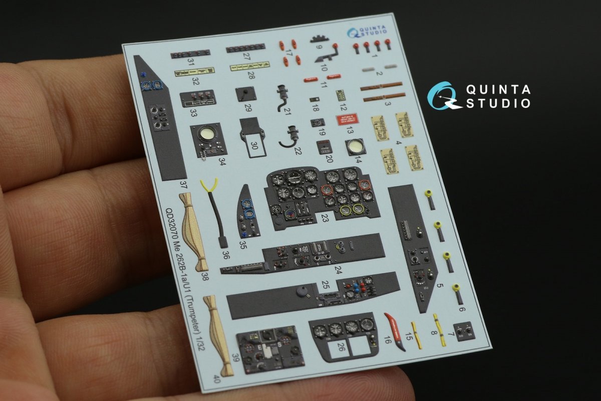 Quinta Studio QD32070 Me 262B1a/U-1 3D-Printed &amp;amp; coloured Interior on decal paper (Trumpeter) 1/32 – imagen 10