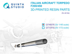 Quinta Studio QT48076 Torpille d&amp;#39;avion italienne F200-450 de la Seconde Guerre mondiale (tous les kits) 1/48