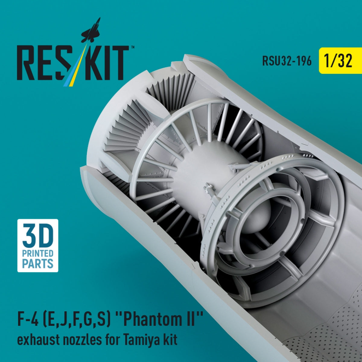 RESKIT RSU32-0196 F-4 (E, J, F, G, S) &amp;quot;Phantom II&amp;quot; exhaust nozzles for Tamiya kit (3D Printed) 1/32 – immagine 3