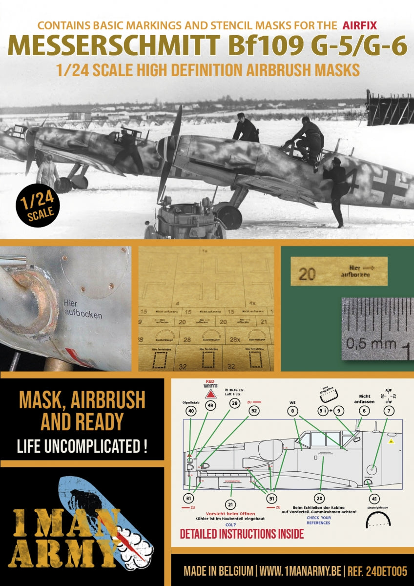 1 Man Army 24DET005 Messerschmitt Bf 109G5/G6 (Airfix) 1/24
