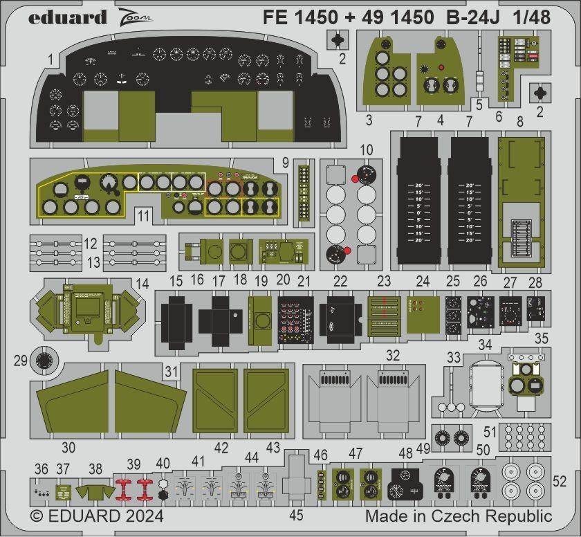Eduard 491450 B-24J cockpit &amp;amp; engines HOBBY BOSS 1/48