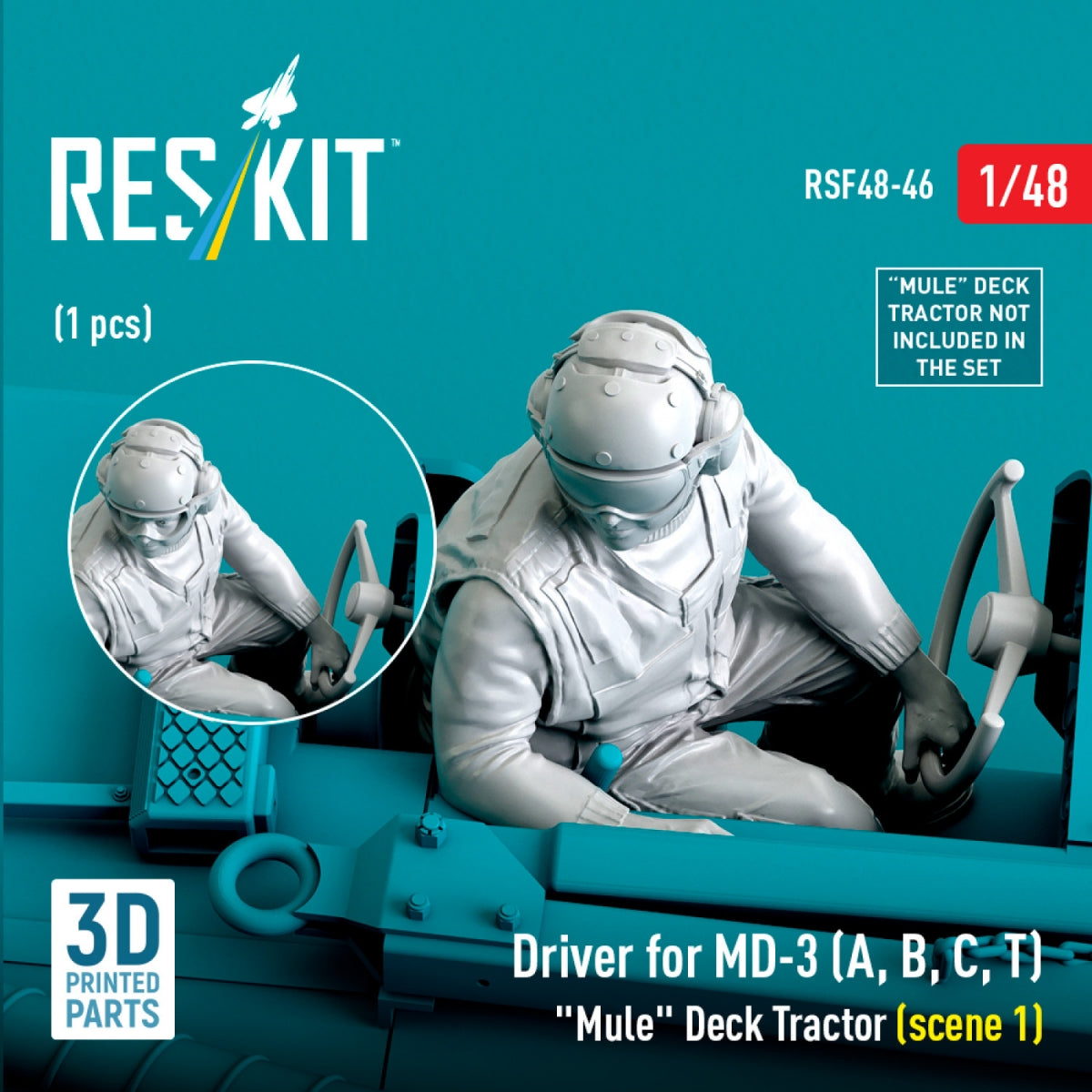 RESKIT RSF48-0046 Driver for MD-3 (A, B, C, T) "Mule" Deck Tractor (scene 1) (1 pcs) (3D Printed) 1/48
