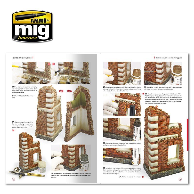 AMMO of Mig Jimenez 6135 HOW TO MAKE BUILDINGS. BASIC CONSTRUCTION AND PAINTING GUIDE (English) – immagine 5