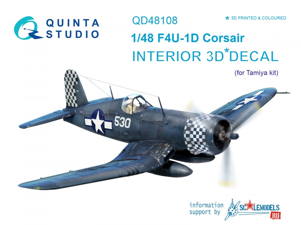 Quinta Studio QD48108 F4U-1D 3D-Printed &amp;amp; coloured Interior on decal paper (for Tamiya kit) 1/48