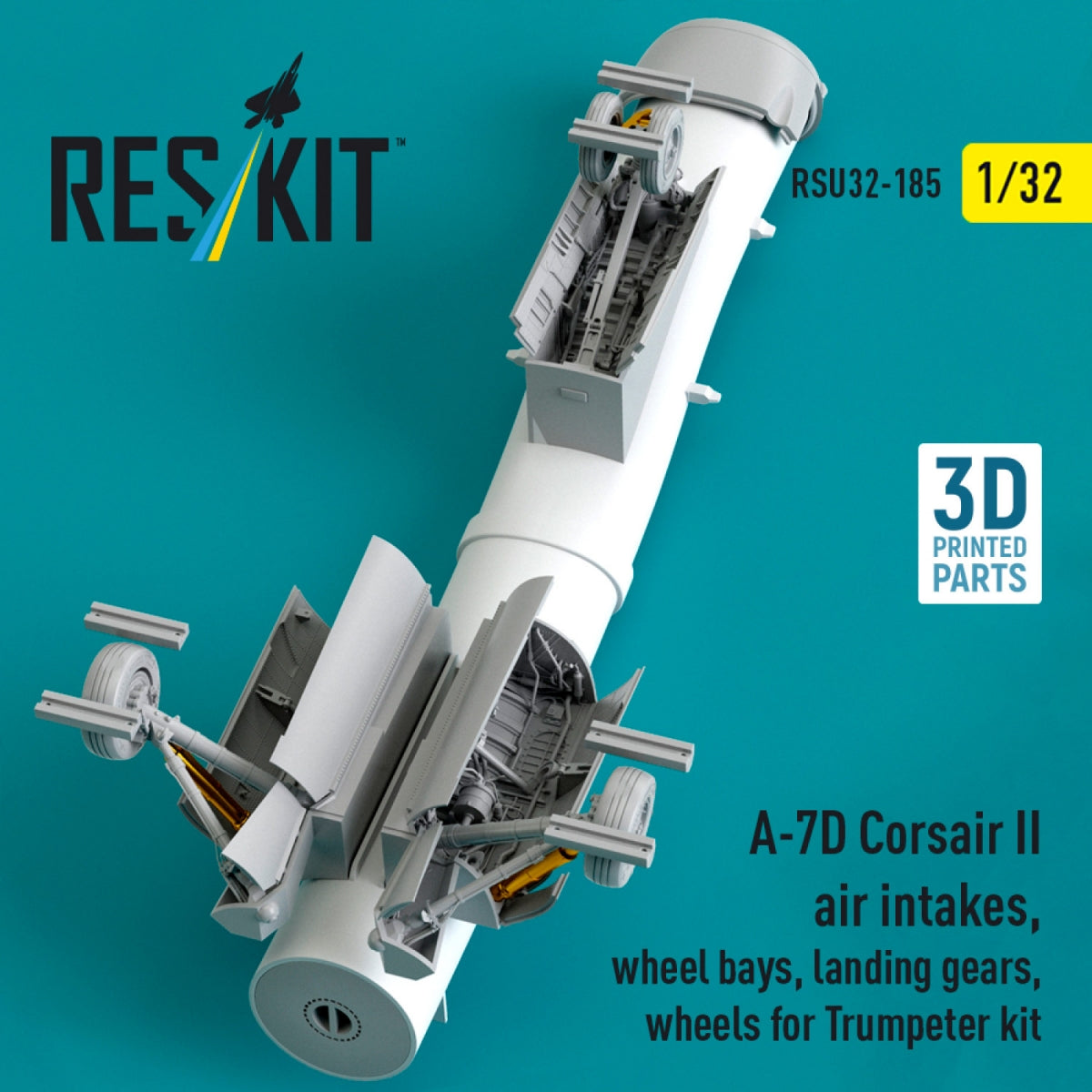 RESKIT RSU32-0185 A-7D Corsair II air intakes, wheel bays, landing gears, wheels for Trumpeter kit (3D Printed) 1/32