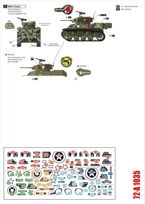Star Decals 72-A1035 US M5A1 Stuart. Échelle 1/72 – image 2