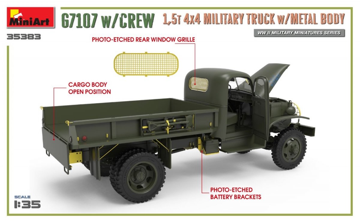 MiniArt 35383 G7107 w/CREW 1,5t 4X4 CARGO TRUCK w/METAL BODY 1/35 – Bild 7