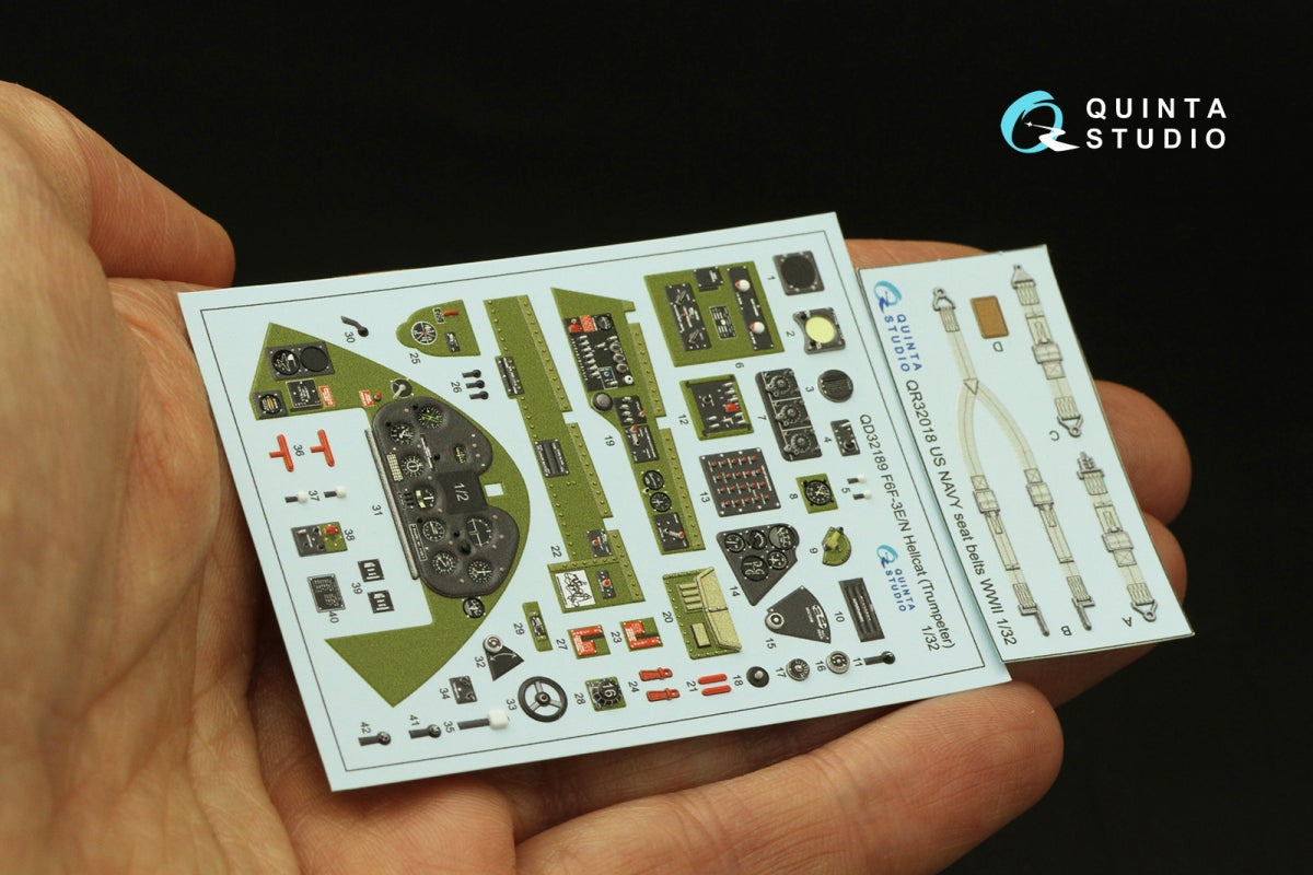 Quinta Studio QD32189 F6F-3E/N Hellcat 3D-Printed coloured Interior on decal paper (Trumpeter) 1/32 – immagine 3